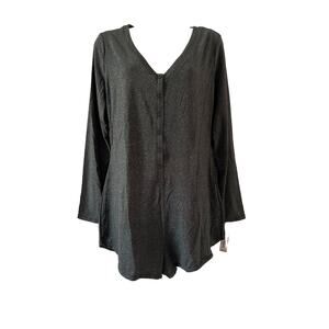 Colsie V-Neck Pajama Romper -Black Sparkle metallic Women's M NWT